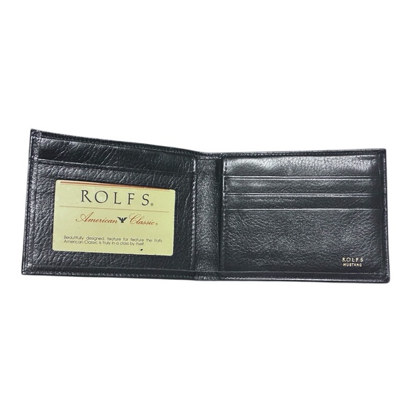 Rolfs Other - Vintage Rolfs Mustang Black Leather Bifold Wallet Made in USA Original Inserts